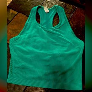 Green racer back, built in bra workout tank